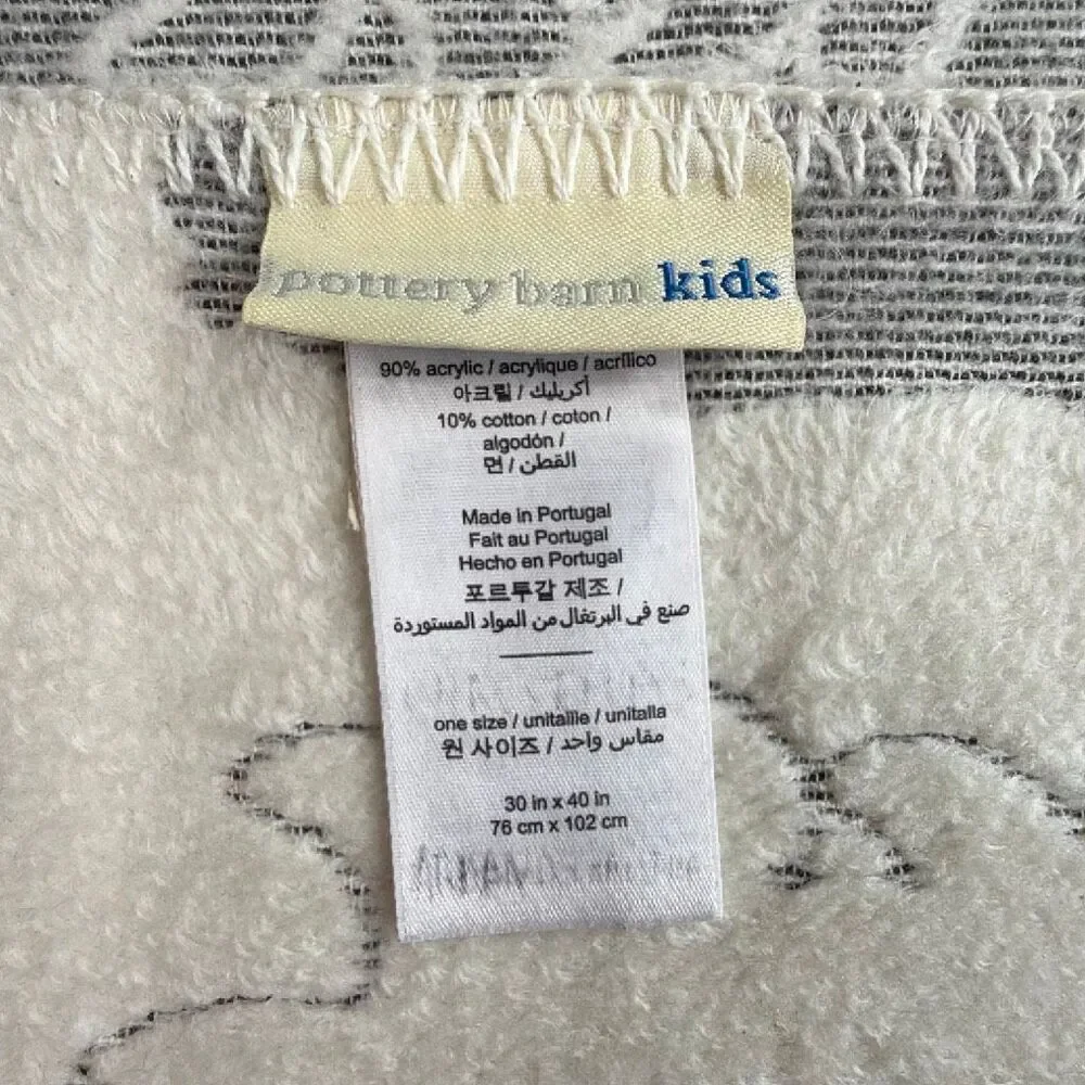 Pottery Barn Kids Polar Bear Baby Blanket Swaddle Grey Cream